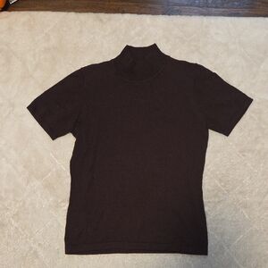 JONES&CO MOCK NECK SILK/ COTTON BLEND SWEATER